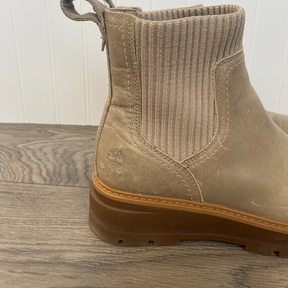 Timberland Boots Women's 8 Taupe Cervinia Valley Chelsea Ankle Leather - Picture 3 of 7